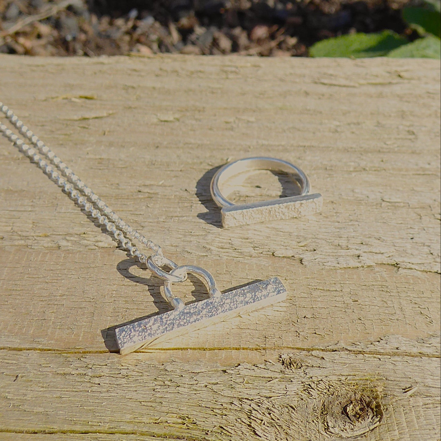 Chunky Solid Silver Ring, Timeless design, texured silver, T bar style ring. Sterling Silver. Statement Ring.
