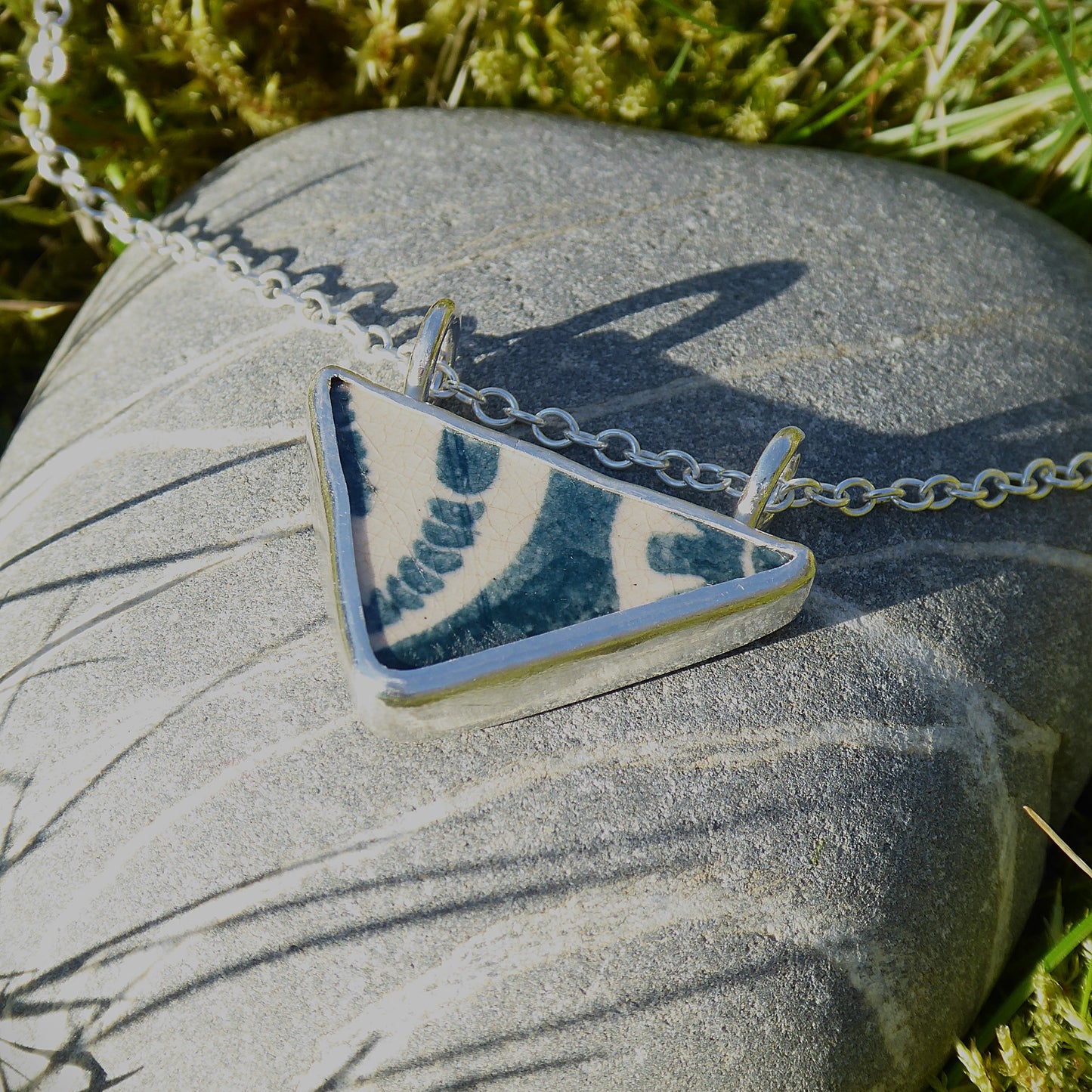 Tenement Tile fragment set in fine/sterling silver. Handmade one of a kind pendant.