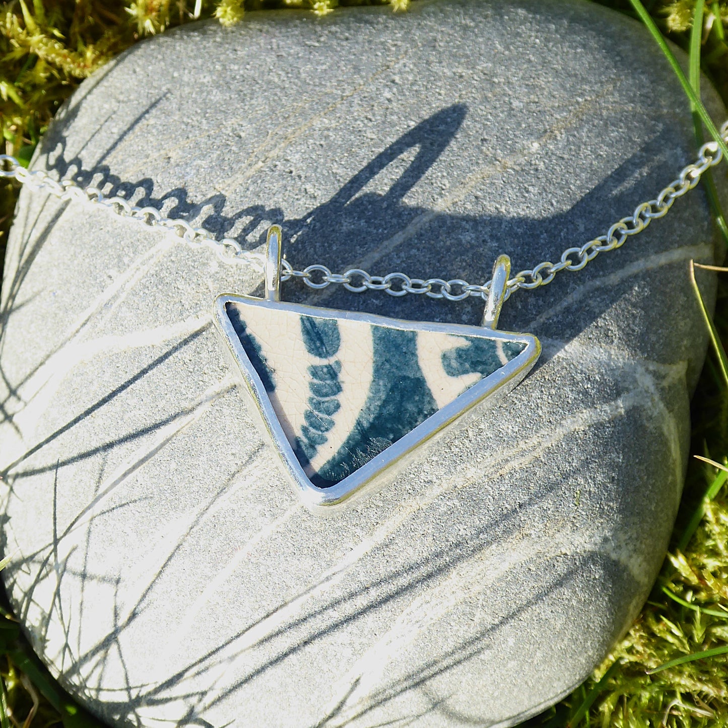 Tenement Tile fragment set in fine/sterling silver. Handmade one of a kind pendant.