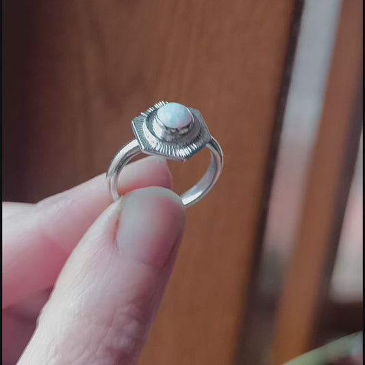 White Opal Portal Ring